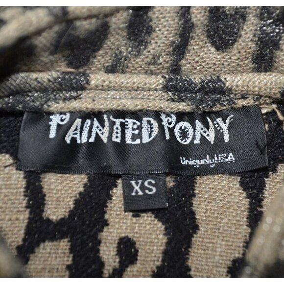 Vintage Painted Pony Ladies XS Leopard Print Jacket Metallic Threads Flax Blend - Picture 11 of 13